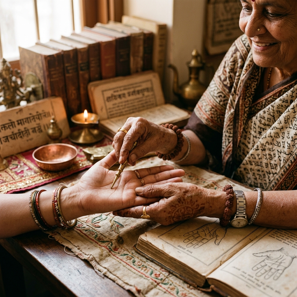 Vedic Palmistry session close up